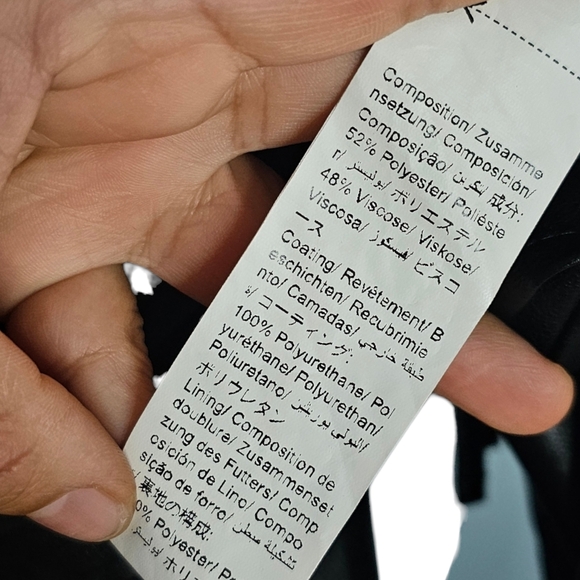 SHEIN Black Faux Leather Cropped Biker Jacket - Size L - Picture 5 of 5